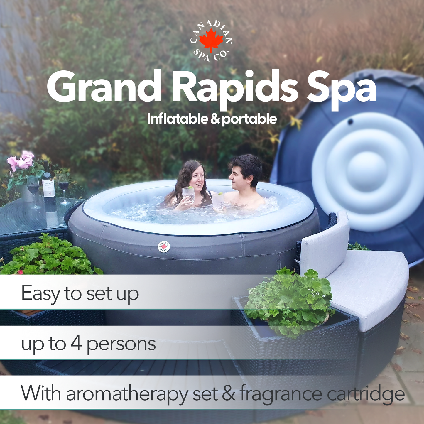 2024 Grand Rapids Inflatable 110-Jet - 3 Speed - 4-Person Hot Tub with LED Light