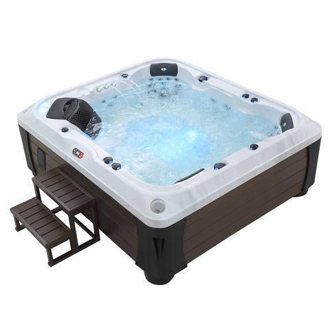 Canadian Spa Company_KH-10018_Alberta_Square_7-Person_57 -Jet Hot Tub_Blackout Insulation_UV Light Water Care_Lounger