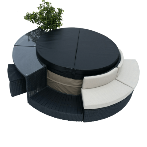 Canadian Spa Company_ KF-10002_Glass Top Bar_Fits 183 - 214cm (72” - 84”)_Round Surround Furniture_Hot Tubs