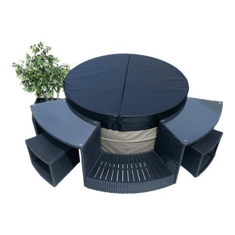 Canadian Spa Company_ KF-10002_Glass Top Bar_Fits 183 - 214cm (72” - 84”)_Round Surround Furniture_Hot Tubs