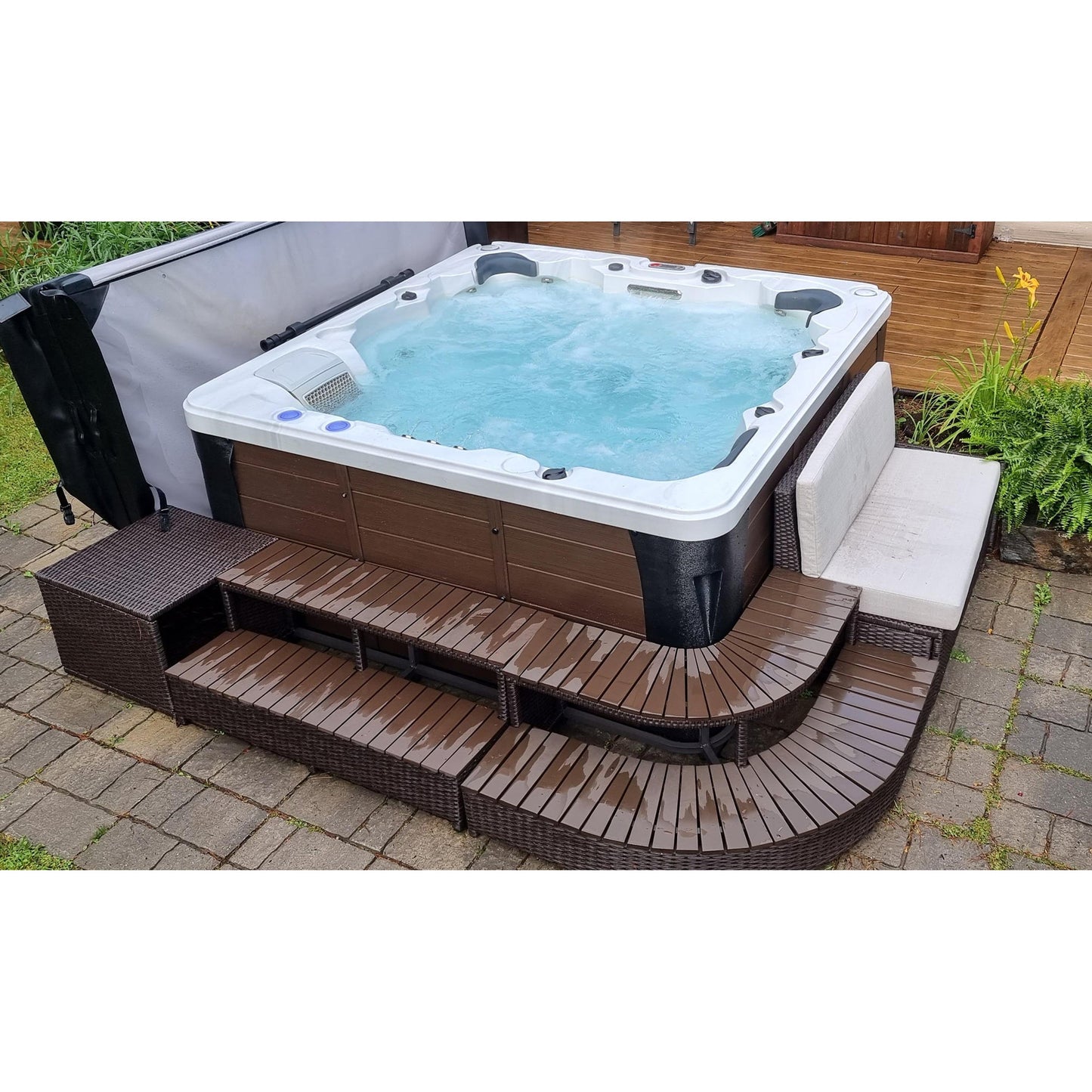 Canadian Spa Company_KH-10130_Erie_Square_6-Person_46 -Jet Hot Tub_Blackout Insulation_UV Light Water Care_Lounger