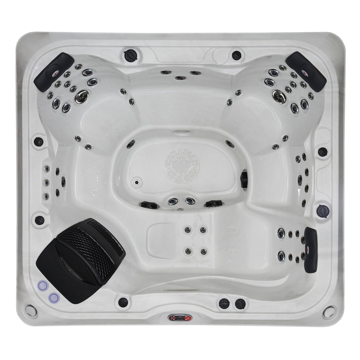 Canadian Spa Company_KH-10018_Alberta_Square_7-Person_57 -Jet Hot Tub_Blackout Insulation_UV Light Water Care_Lounger