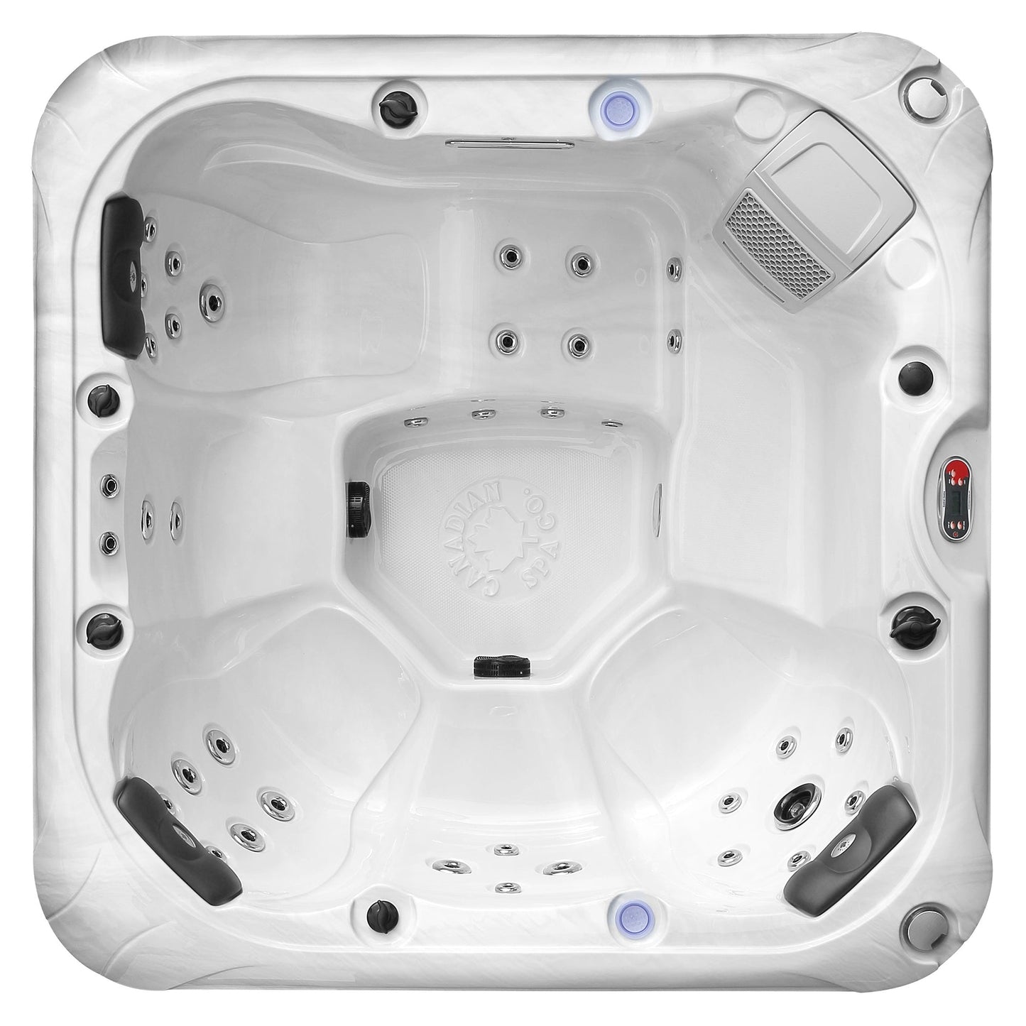 Canadian Spa Company_KH-10077_Cambridge_Square_6-Person_34 -Jet Hot Tub_Blackout Insulation_UV Light Water Care_Lounger