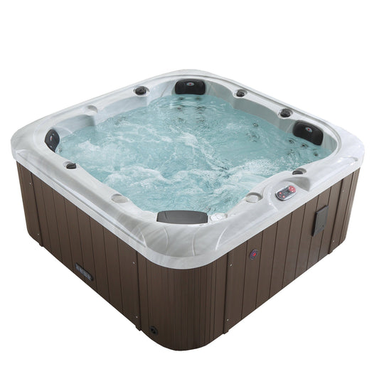 Canadian Spa Company_KH-10077_Cambridge_Square_6-Person_34 -Jet Hot Tub_Blackout Insulation_UV Light Water Care_Lounger