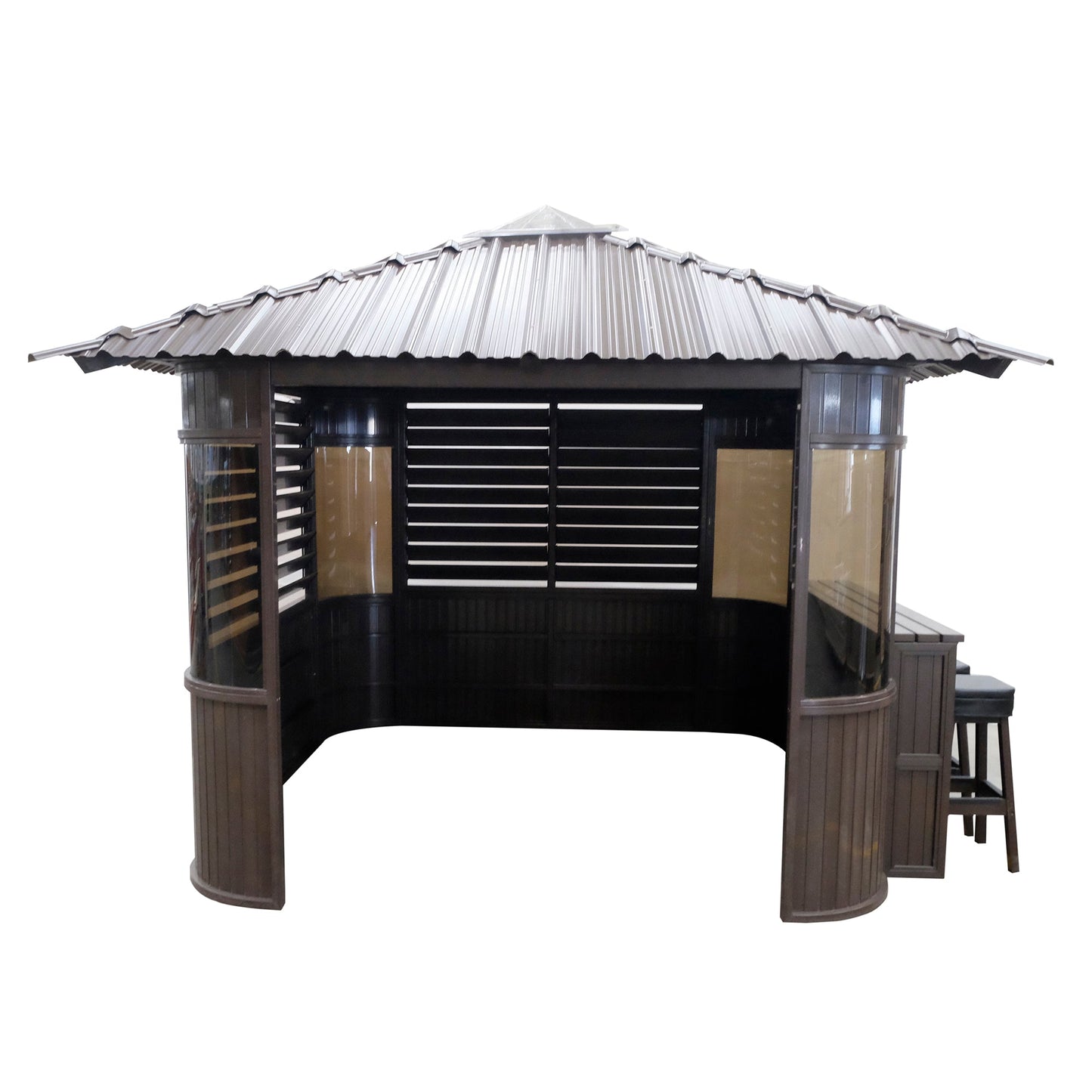 Canadian Spa Company_KF-10052_Fraser_10 x 10_Free standing Gazebo_Bar and 4 stools_Hot tubs