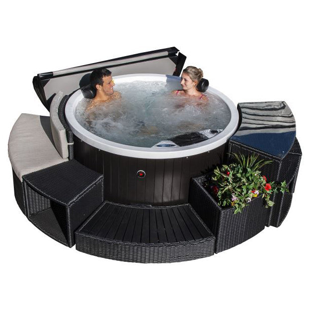 Canadian Spa Company_KH-10078_Okanagan_Round_Plug_&_Play_4-Person_10-Jet Hot Tub_Blackout Insulation_UV Light Water Care_Patio_Spas