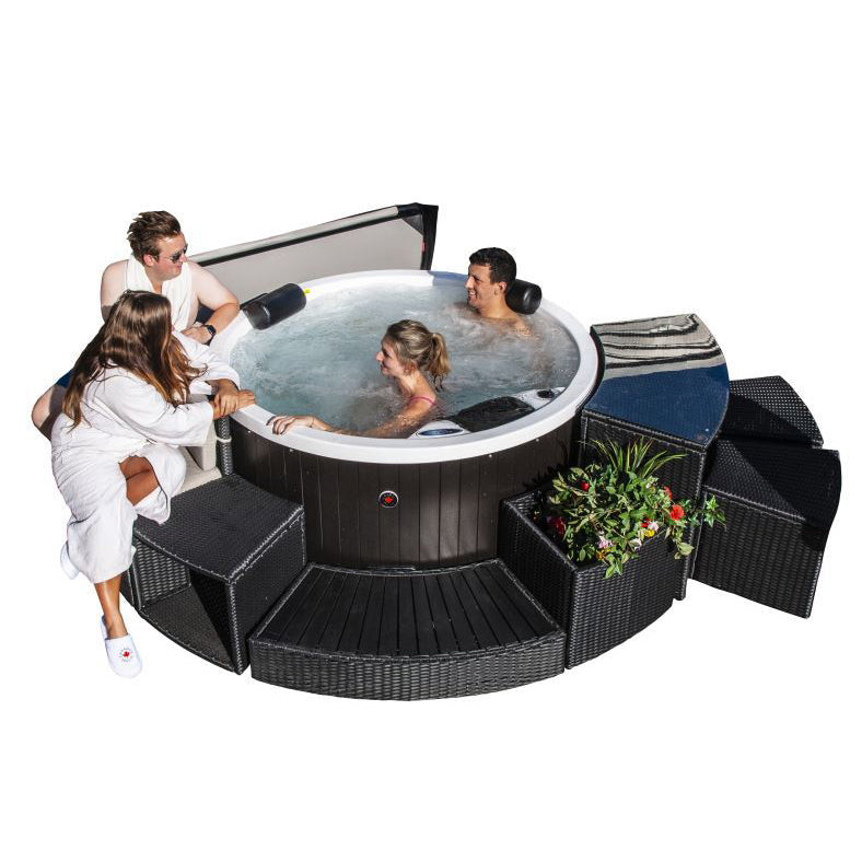 Canadian Spa Company_KH-10078_Okanagan_Round_Plug_&_Play_4-Person_10-Jet Hot Tub_Blackout Insulation_UV Light Water Care_Patio_Spas