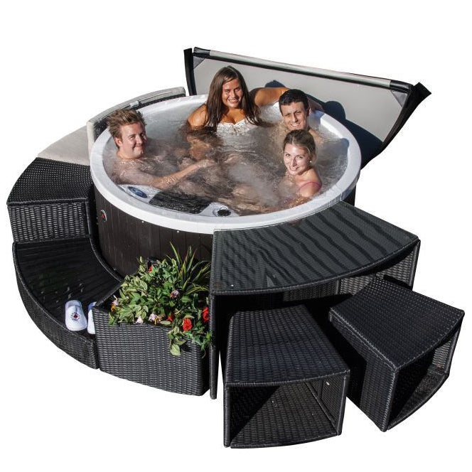 Canadian Spa Company_KH-10078_Okanagan_Round_Plug_&_Play_4-Person_10-Jet Hot Tub_Blackout Insulation_UV Light Water Care_Patio_Spas