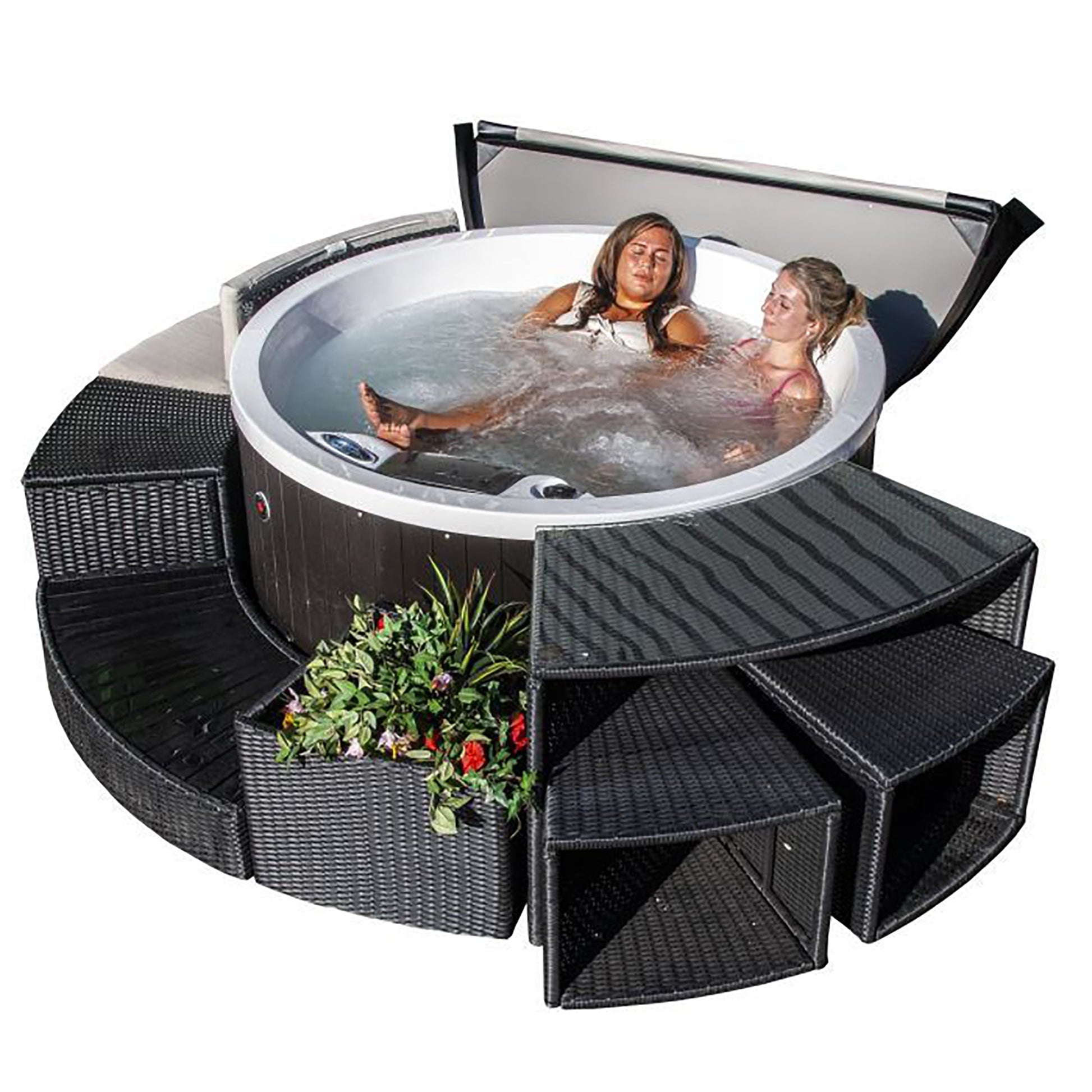 Canadian Spa Company_KH-10078_Okanagan_Round_Plug_&_Play_4-Person_10-Jet Hot Tub_Blackout Insulation_UV Light Water Care_Patio_Spas