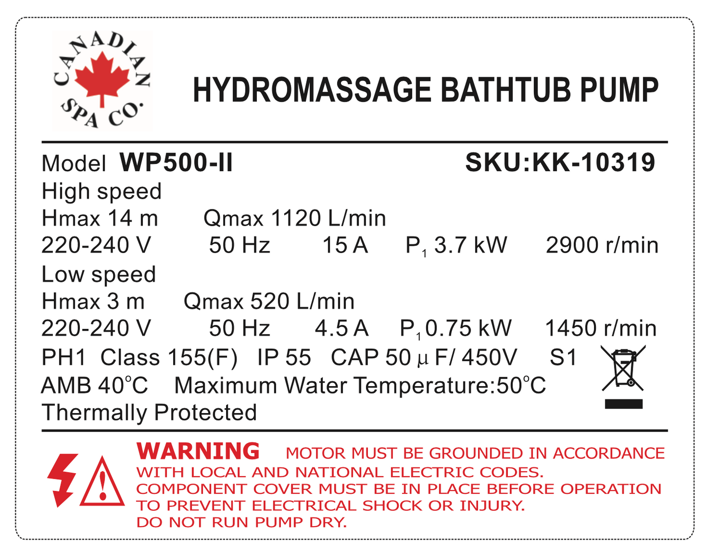 Big Red LX 5HP 2-Speed Pump WP500-II